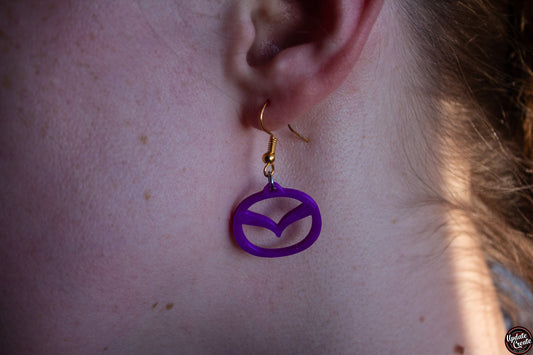 Mazda badge dangle earrings automotive accessories Mx5 Miata car gift
